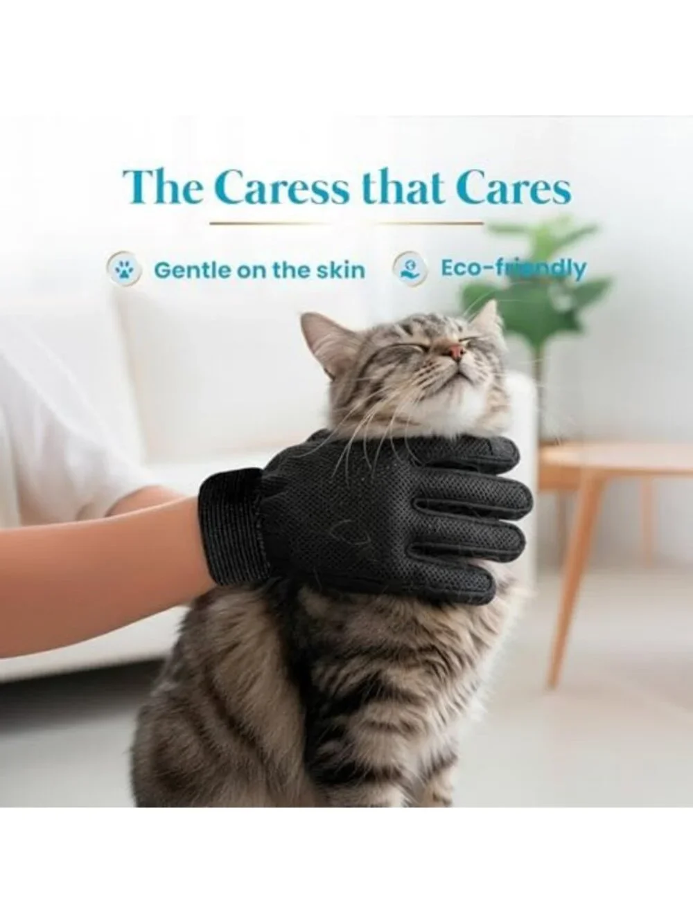 Grooming Kit for Cats – Deshedding Gloves & Self-Cleaning Mitt for Shedding